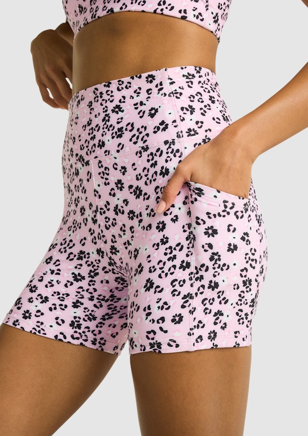 Printed Pocket Mid Thigh Bike Shorts