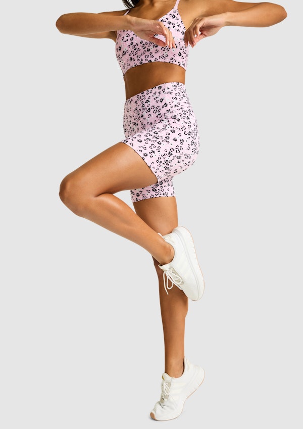 Printed Pocket Mid Thigh Bike Shorts