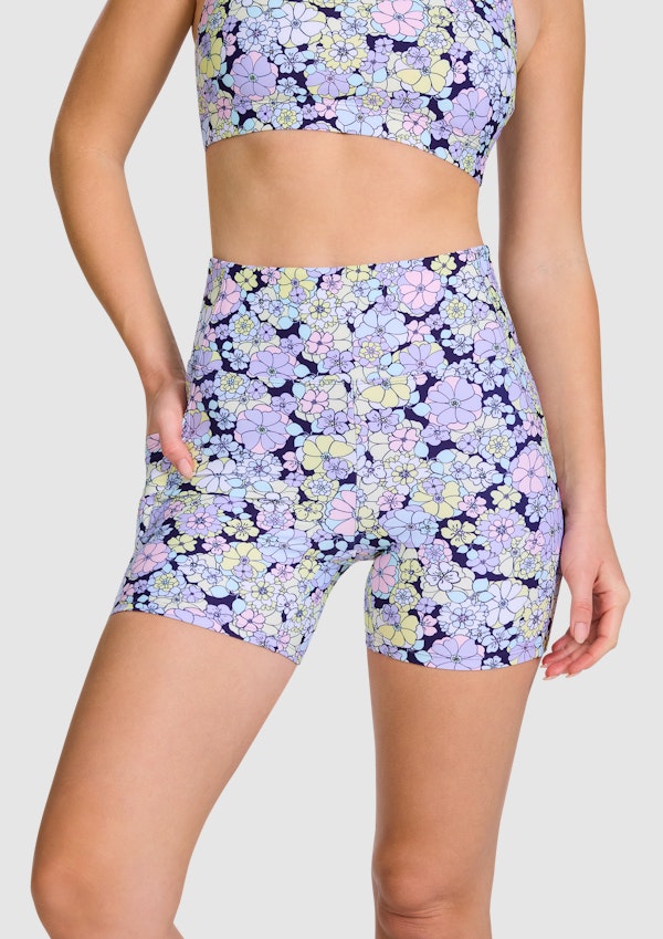 Printed Pocket Mid Thigh Bike Shorts