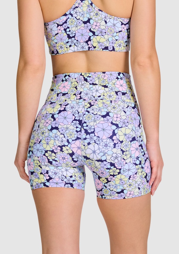 Printed Pocket Mid Thigh Bike Shorts