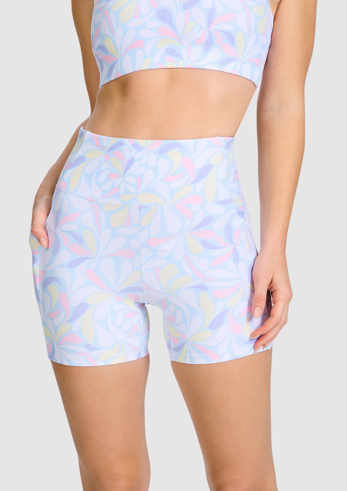 Printed Pocket Mid Thigh Bike Shorts
