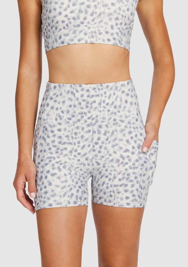 Printed Pocket Mid Thigh Bike Shorts
