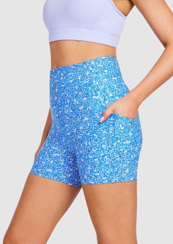 Printed Pocket Mid Thigh Bike Shorts