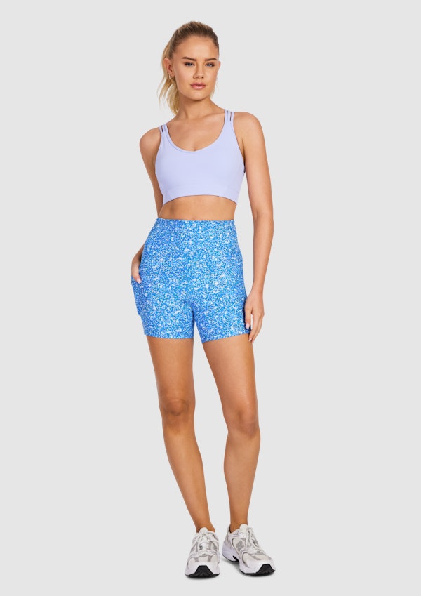 Printed Pocket Mid Thigh Bike Shorts