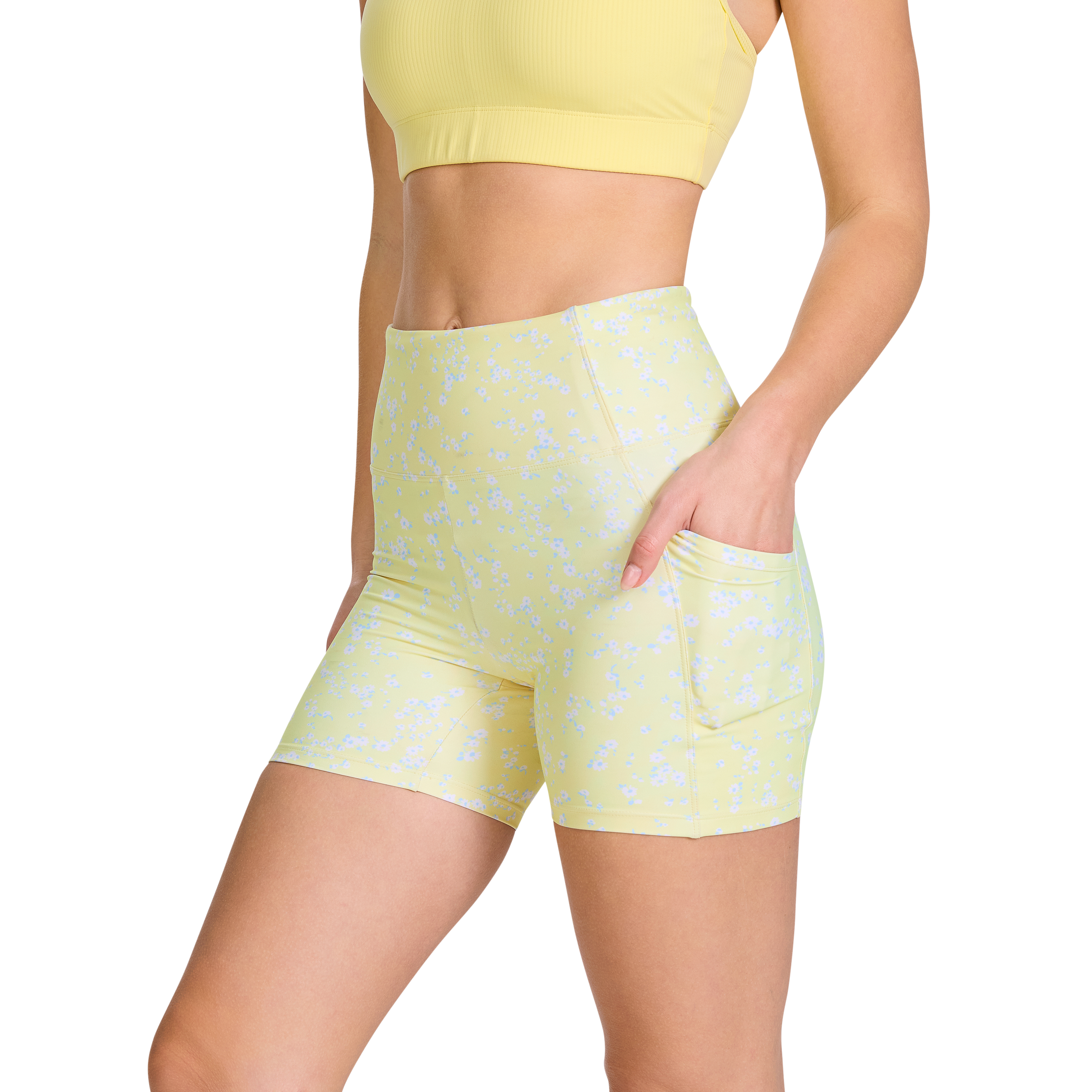 Printed Pocket Mid Thigh Bike Shorts