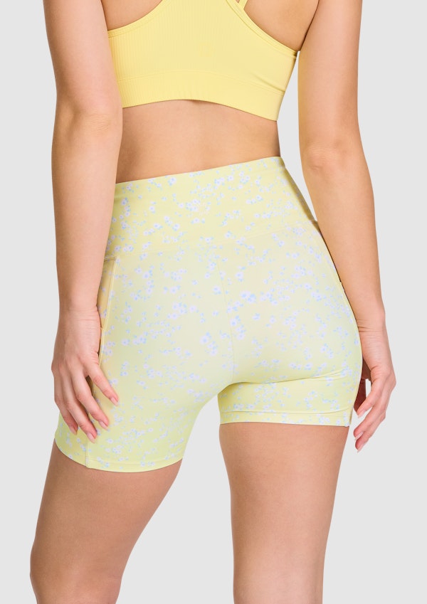 Printed Pocket Mid Thigh Bike Shorts
