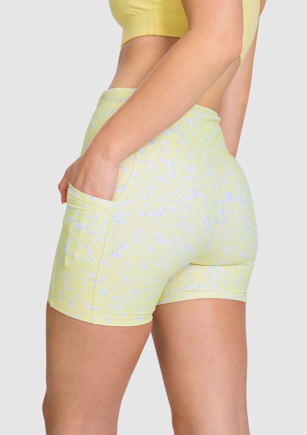 Printed Pocket Mid Thigh Bike Shorts
