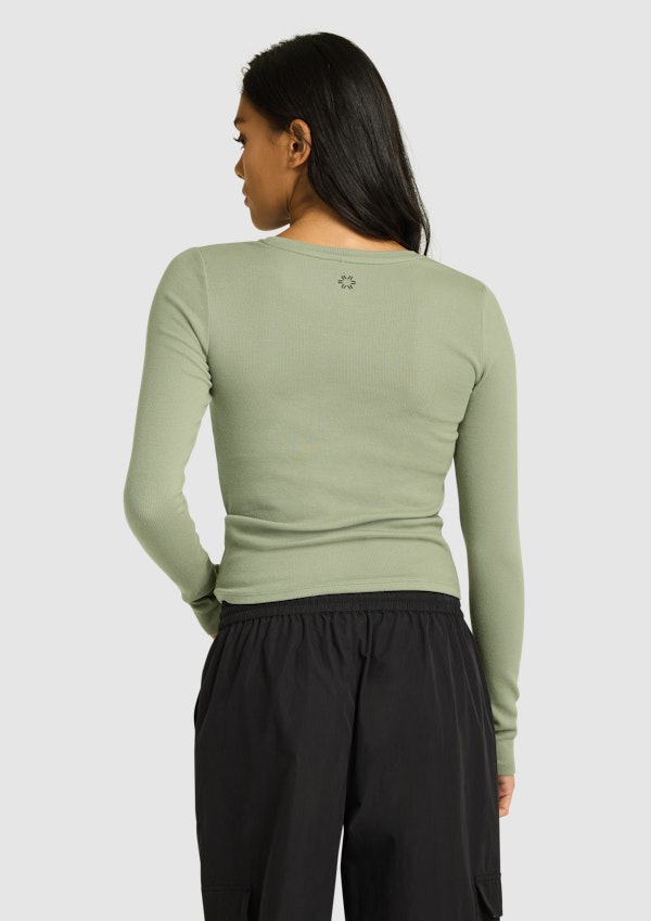Unwind Brushed Rib Long Sleeve Top