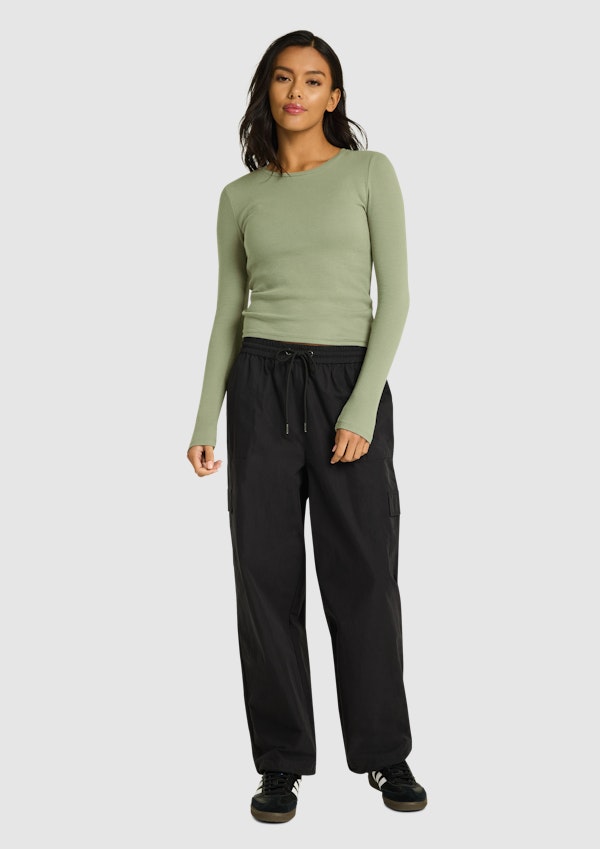 Unwind Brushed Rib Long Sleeve Top