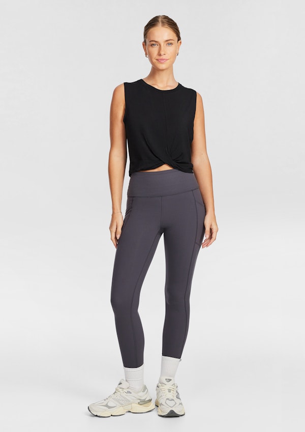 Twist Front Hip Length Tank