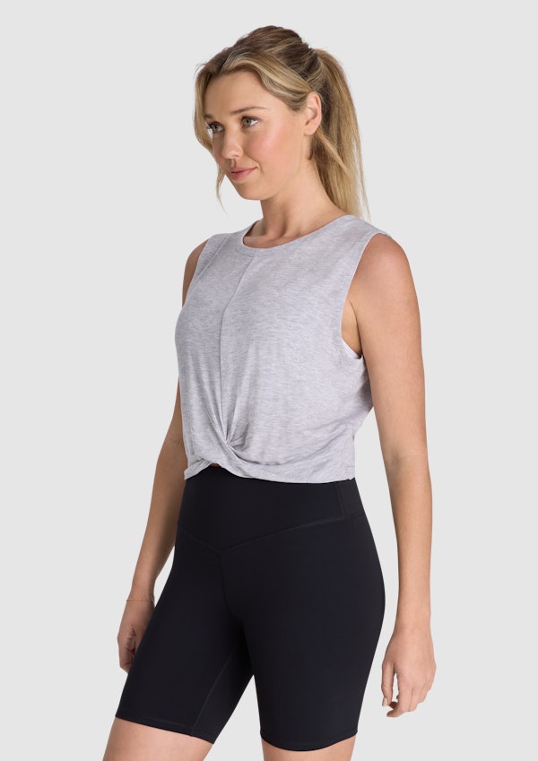 Twist Front Hip Length Tank