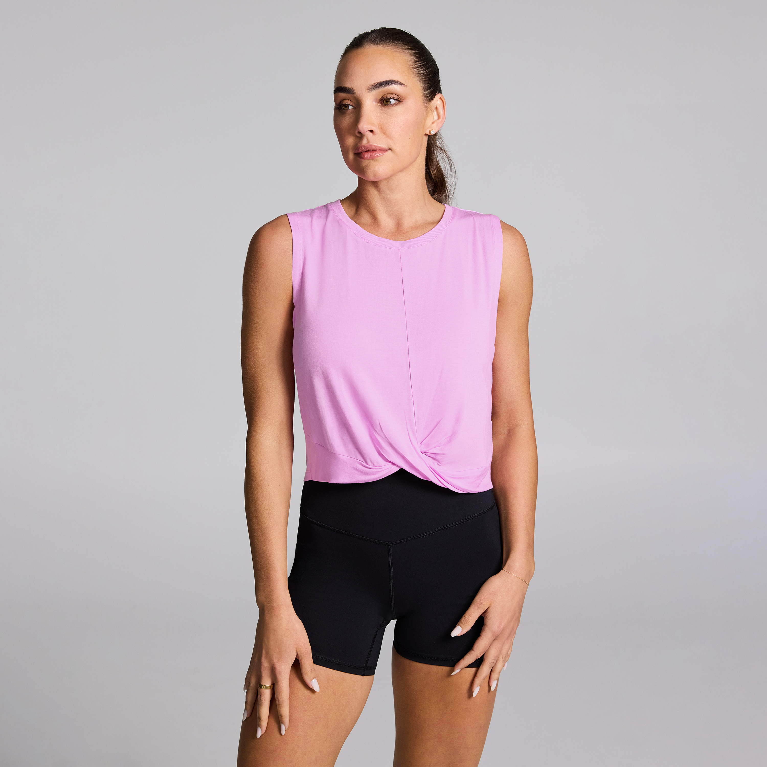 Twist Front Hip Length Tank