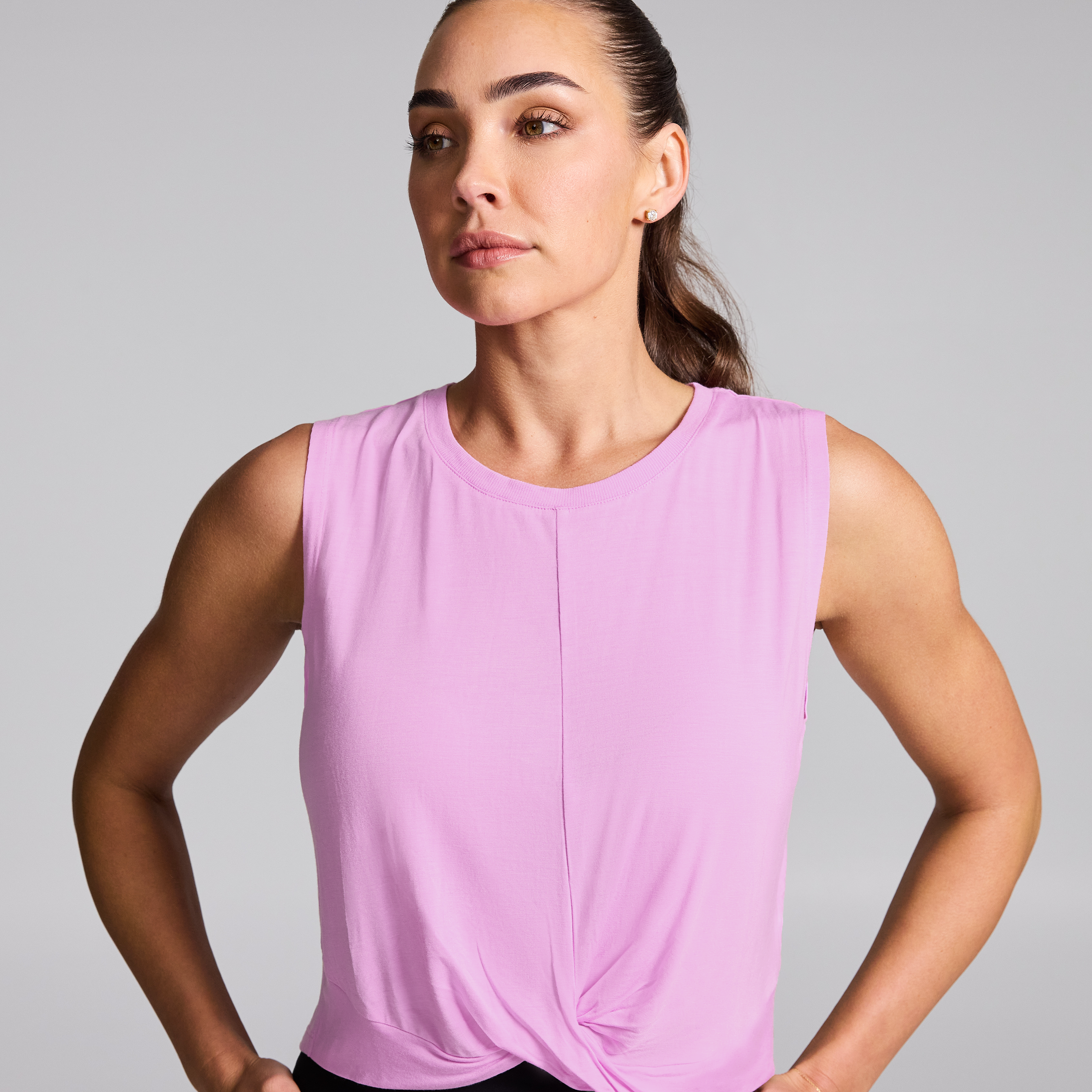 Twist Front Hip Length Tank
