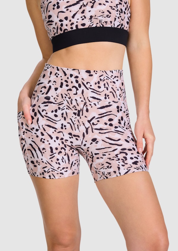 Print Pocket Mid Thigh Bike Shorts