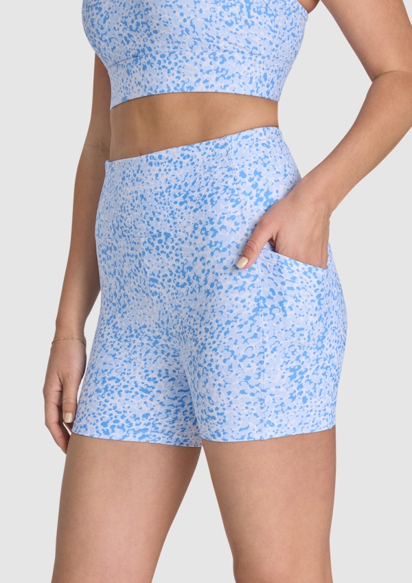 Print Pocket Mid Thigh Bike Shorts