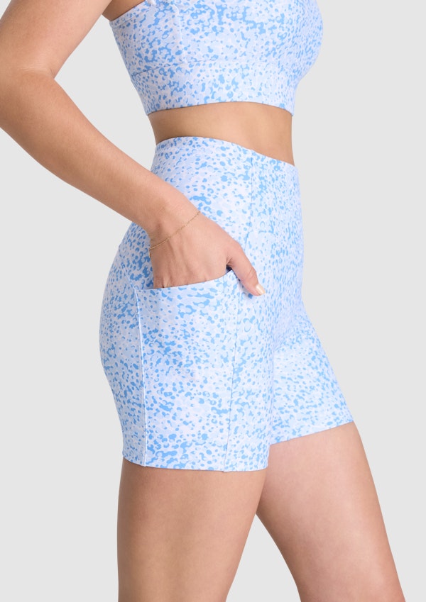 Print Pocket Mid Thigh Bike Shorts