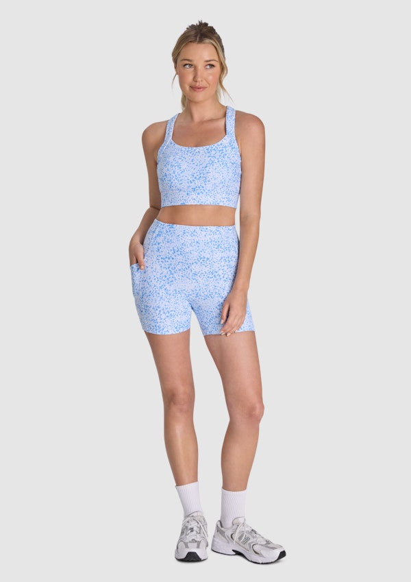Print Pocket Mid Thigh Bike Shorts