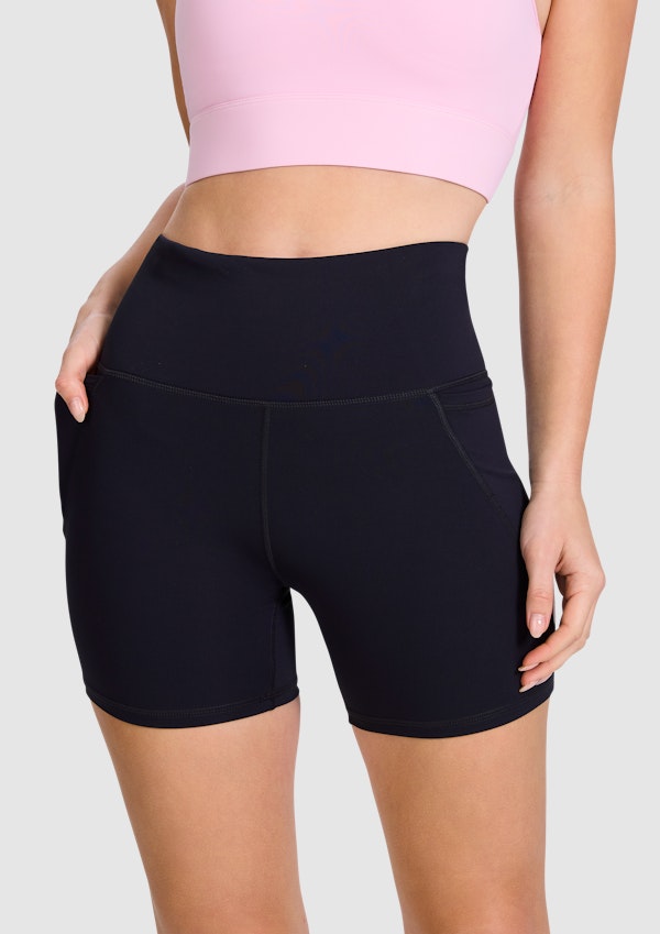 Blocked Pocket Mid Thigh Bike Shorts