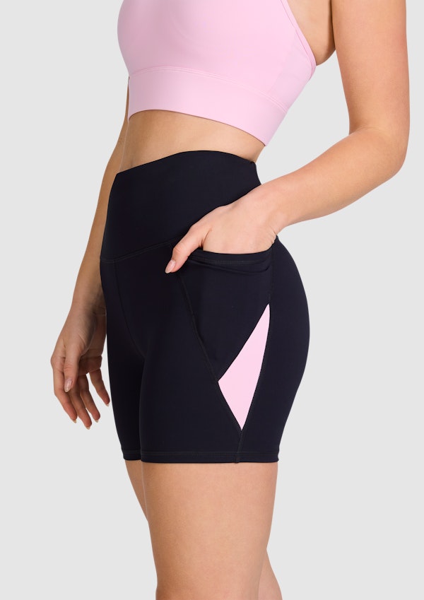 Blocked Pocket Mid Thigh Bike Shorts