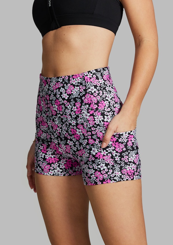 Printed Pocket Longline Booty Shorts