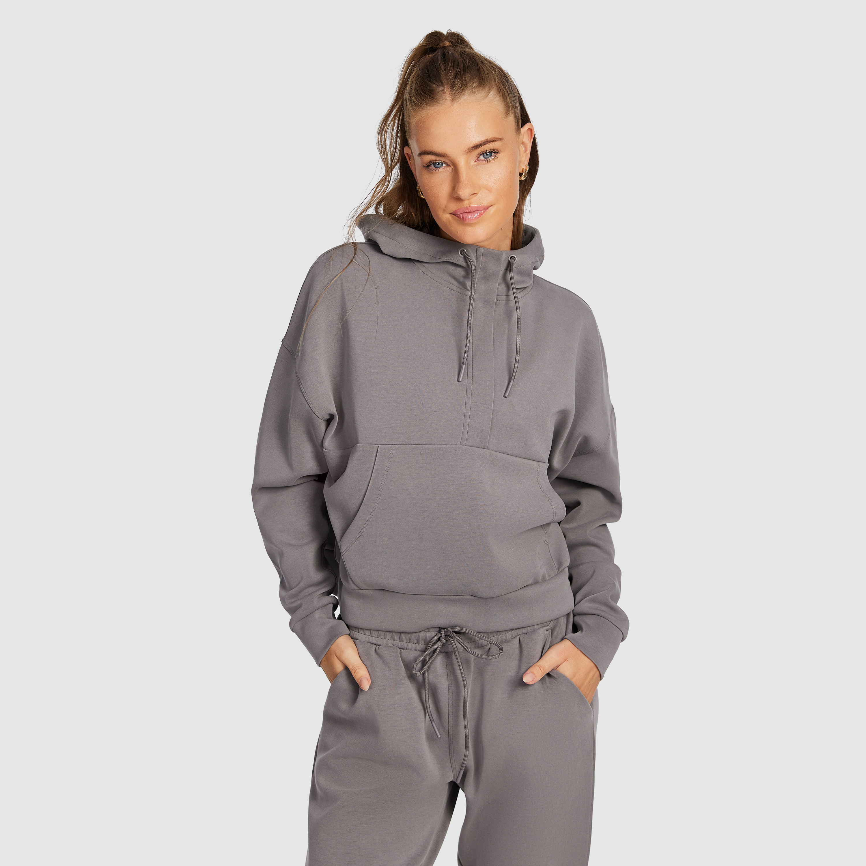 Travel Hip Length Half Zip Hoodie