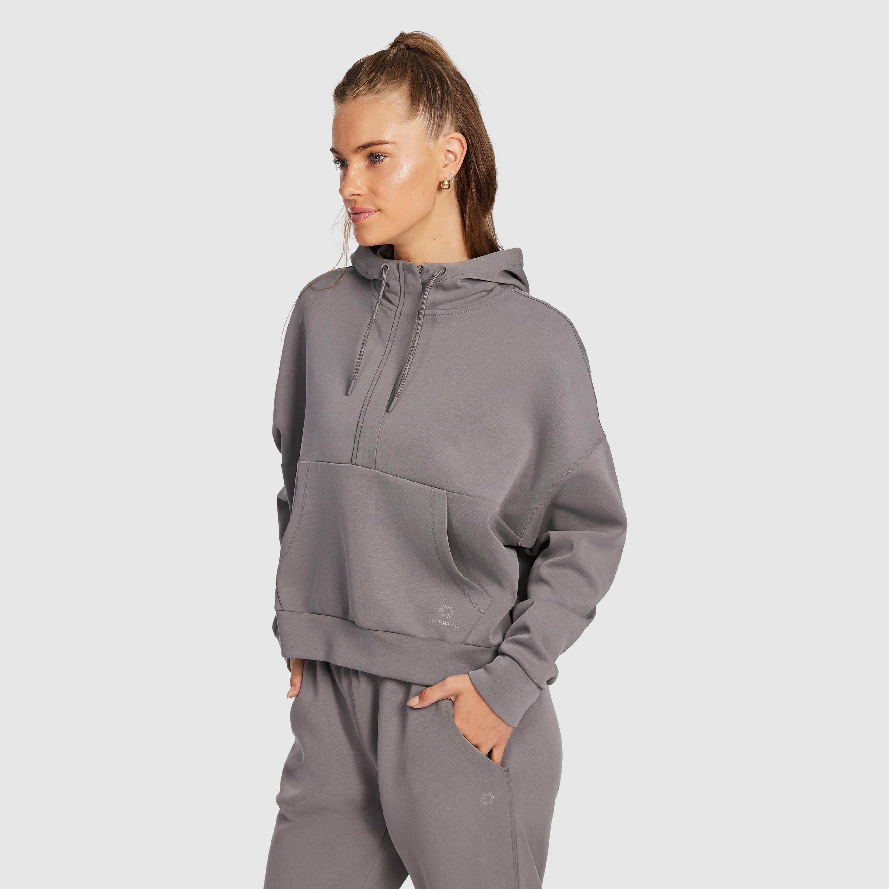 Travel Hip Length Half Zip Hoodie