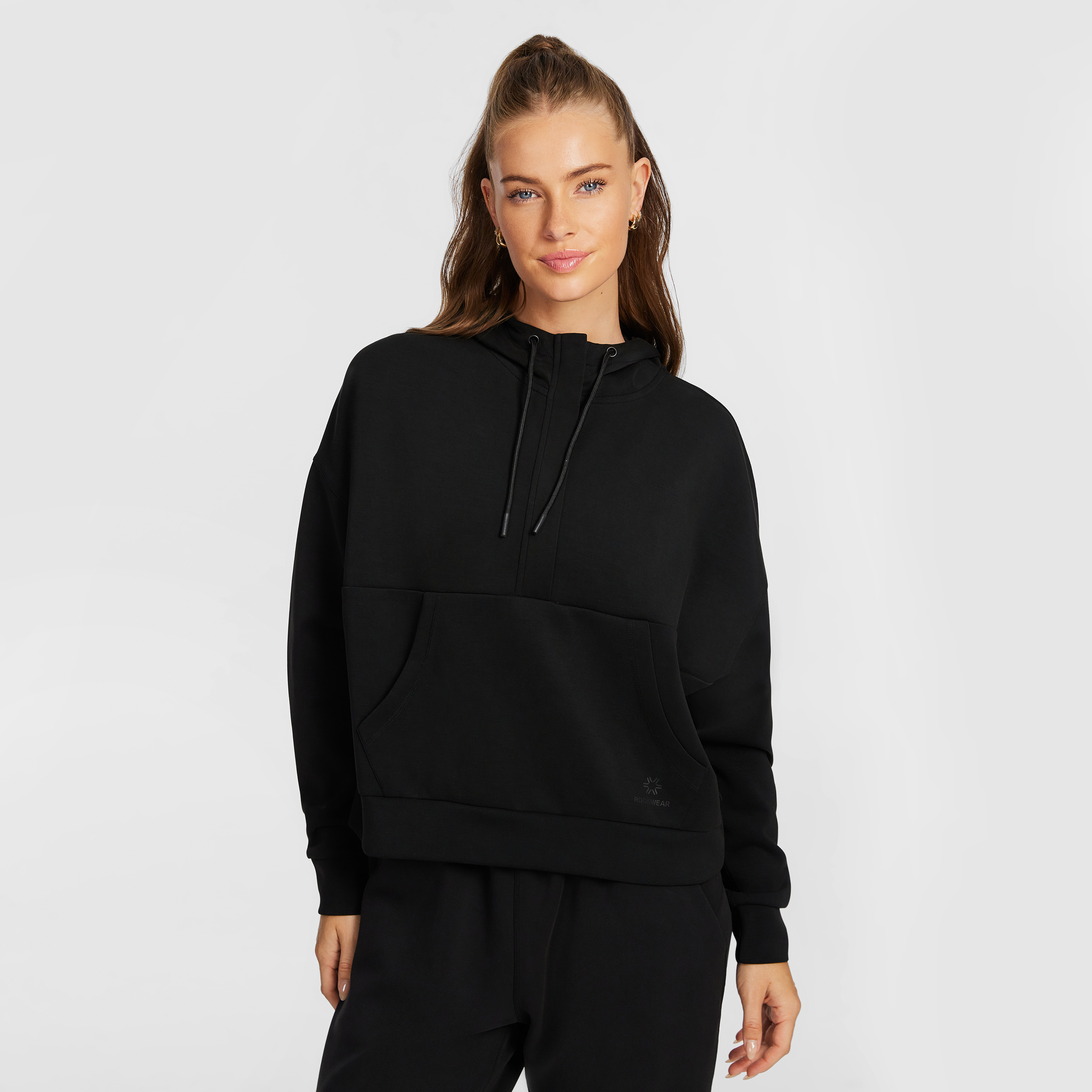 Travel Hip Length Half Zip Hoodie