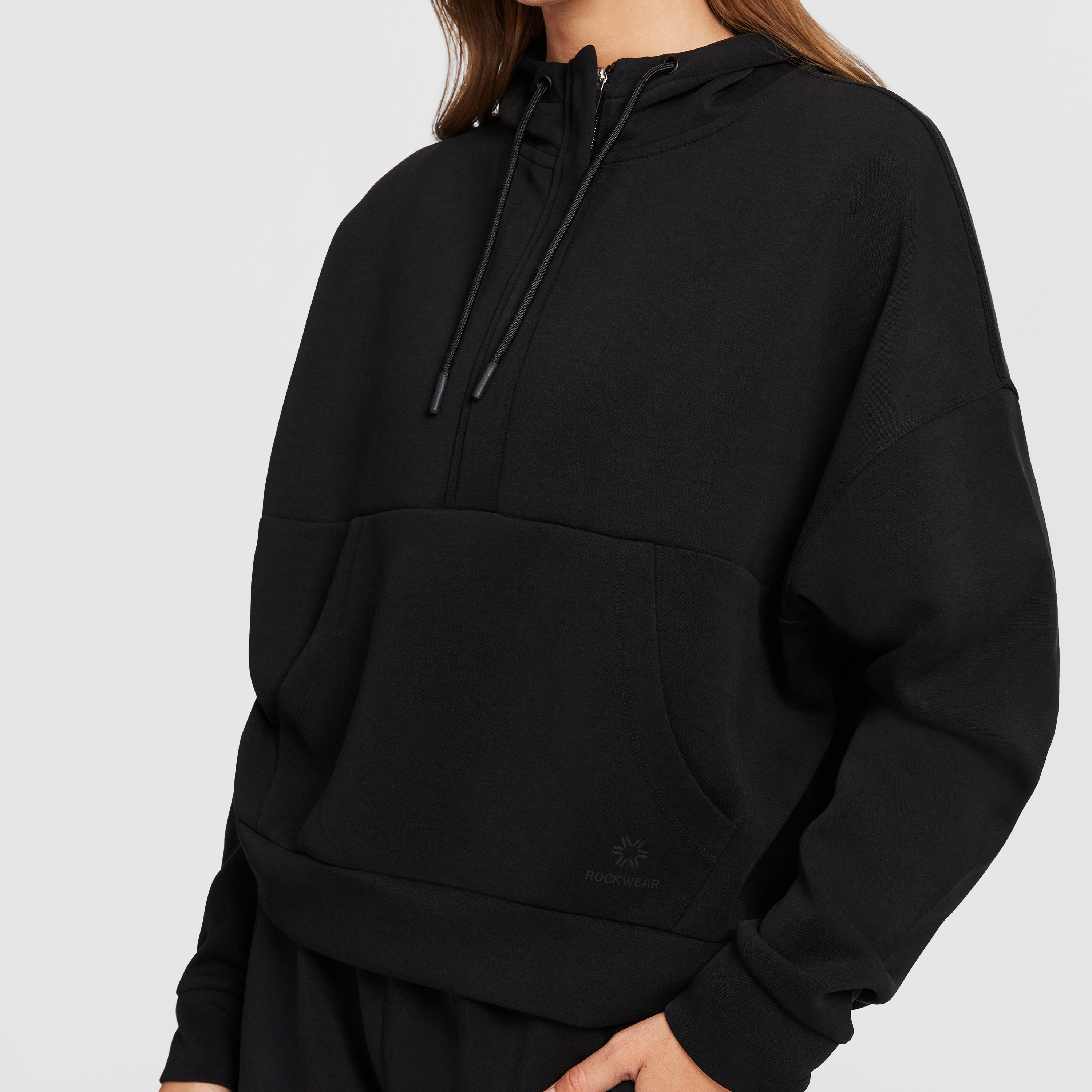 Travel Hip Length Half Zip Hoodie