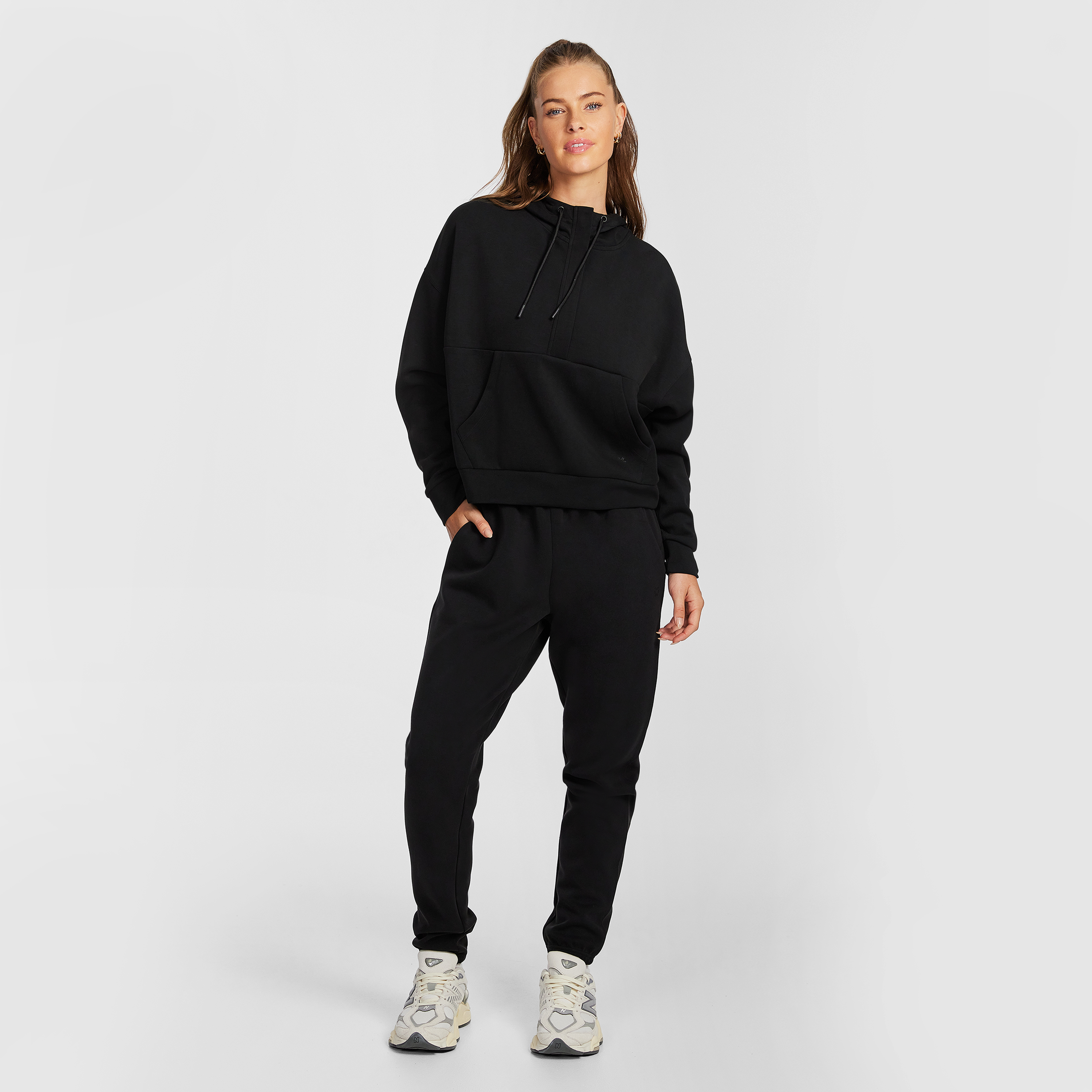 Travel Hip Length Half Zip Hoodie