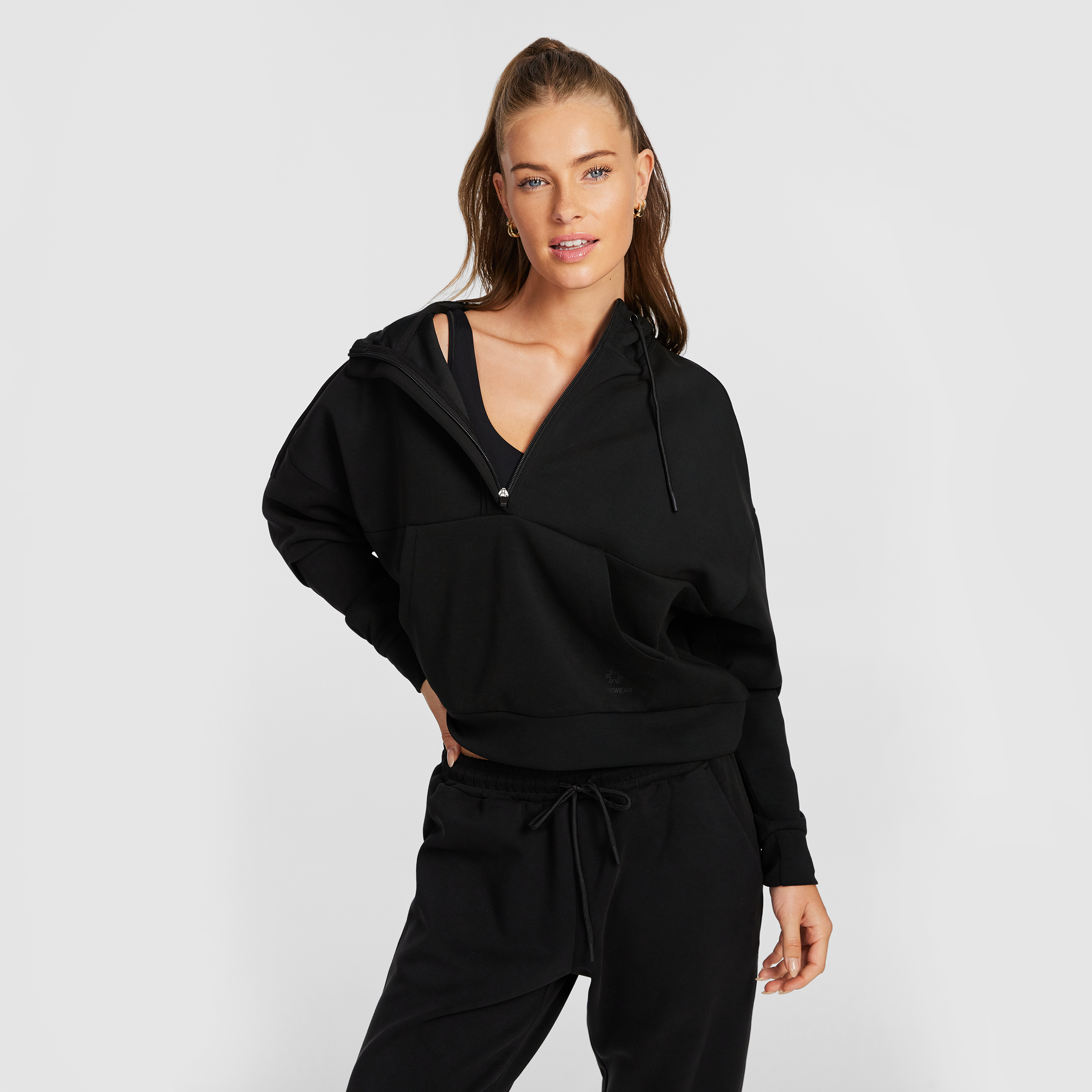 Travel Hip Length Half Zip Hoodie