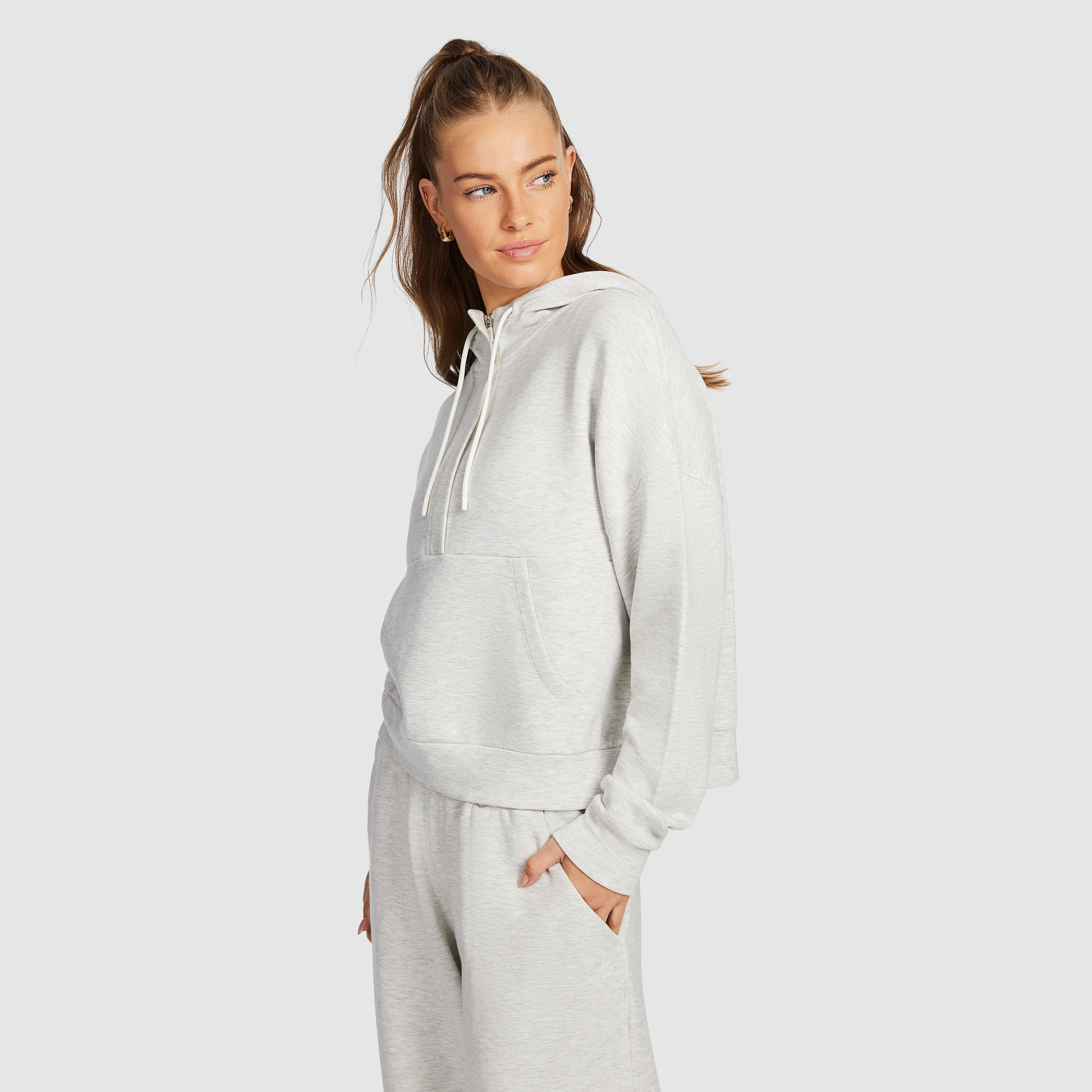 Travel Hip Length Half Zip Hoodie