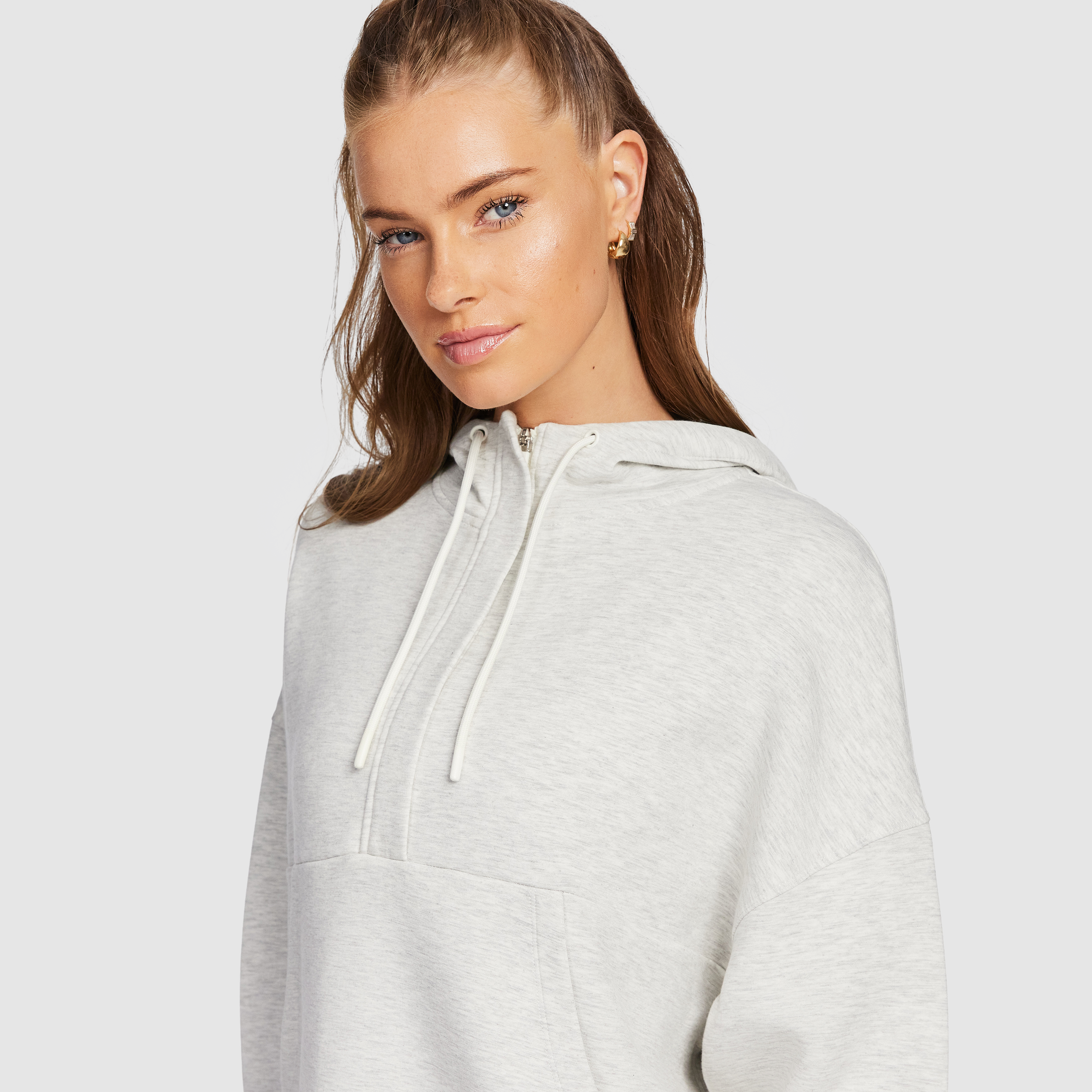 Travel Hip Length Half Zip Hoodie