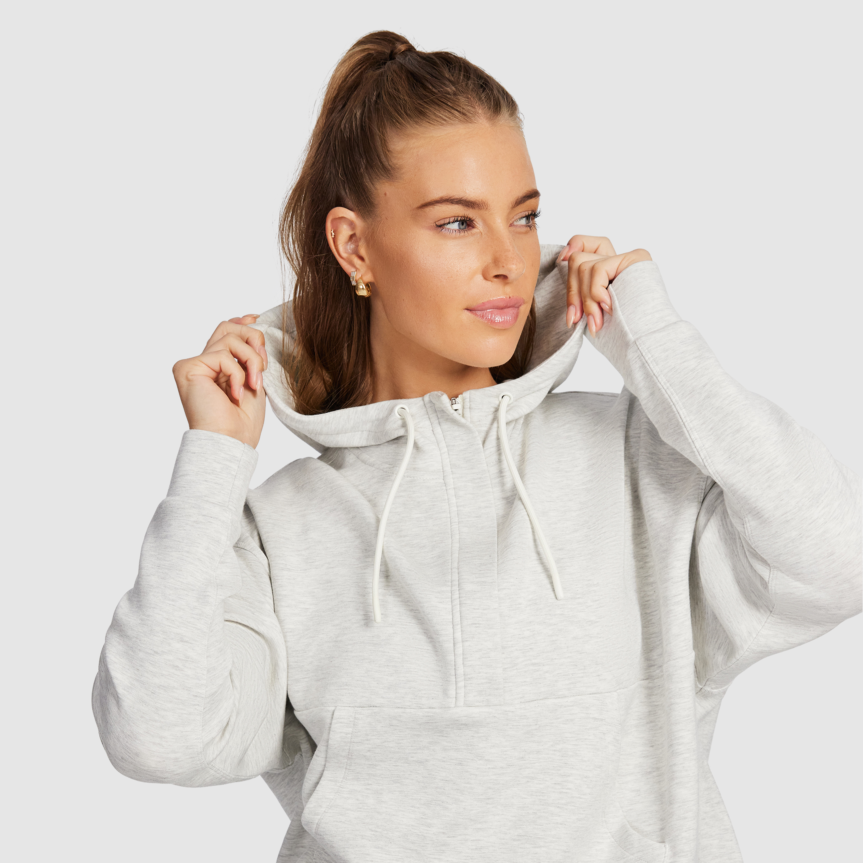 Travel Hip Length Half Zip Hoodie