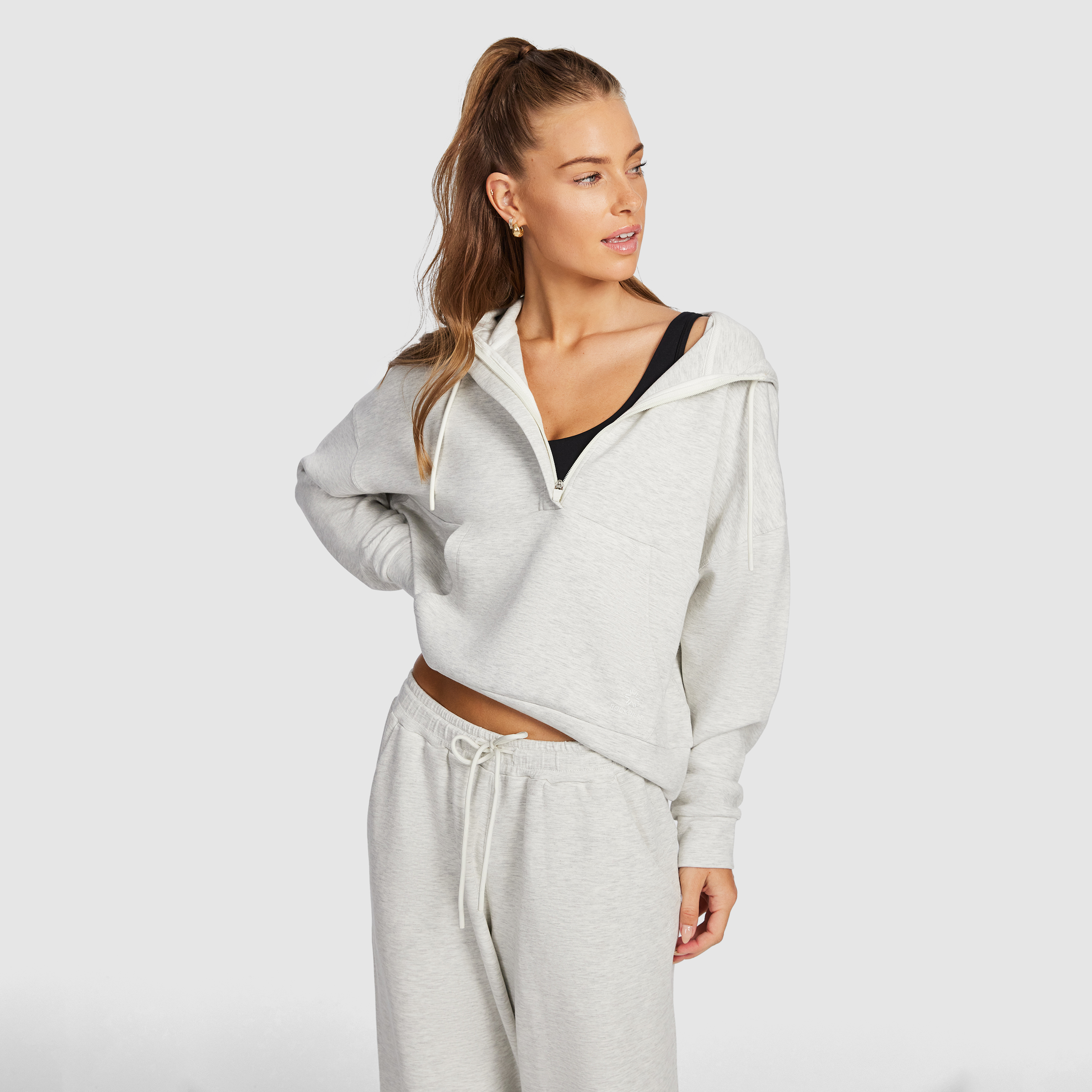 Travel Hip Length Half Zip Hoodie
