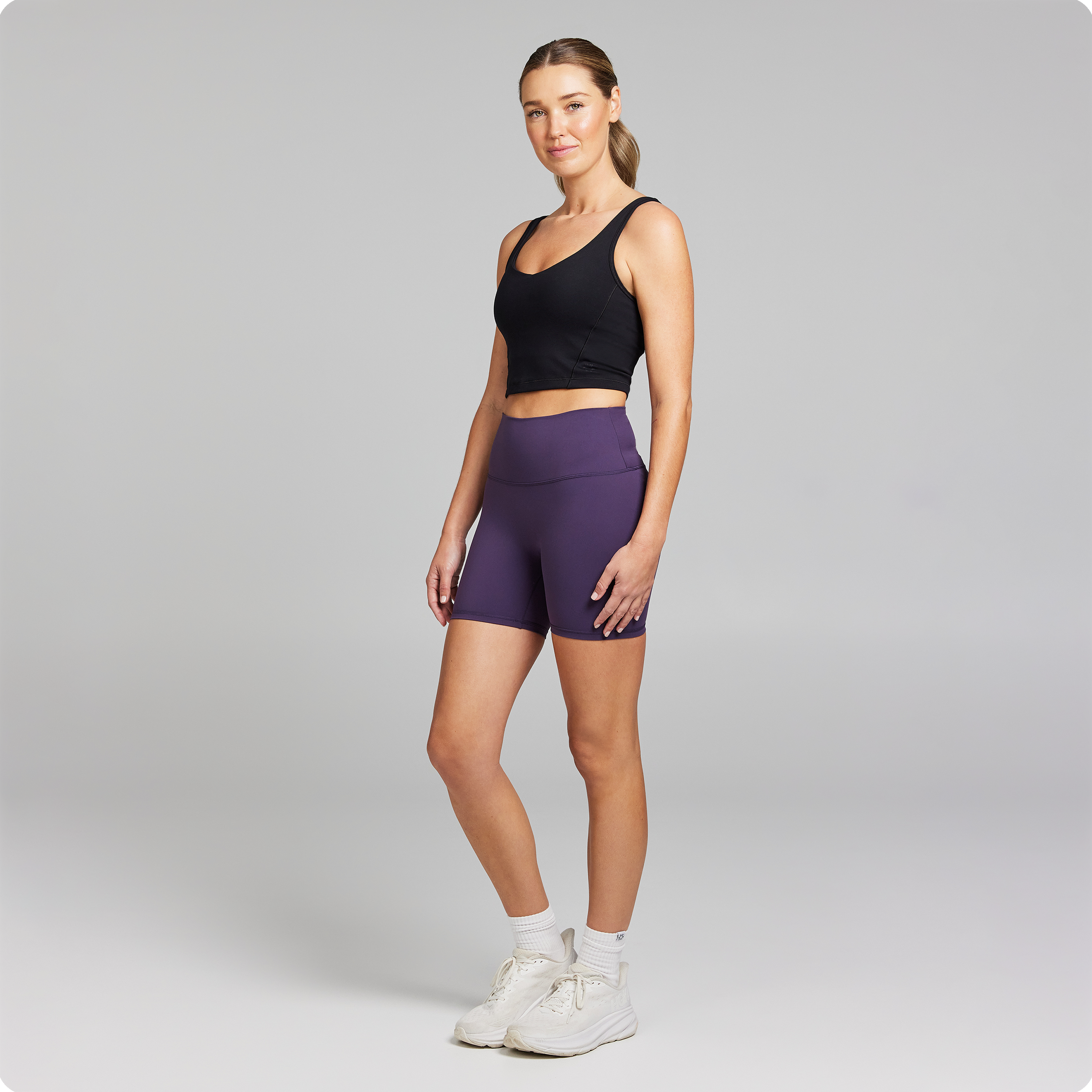 Plumberry No Front Seam Scrunch Bum Mid Thigh Bike Shorts