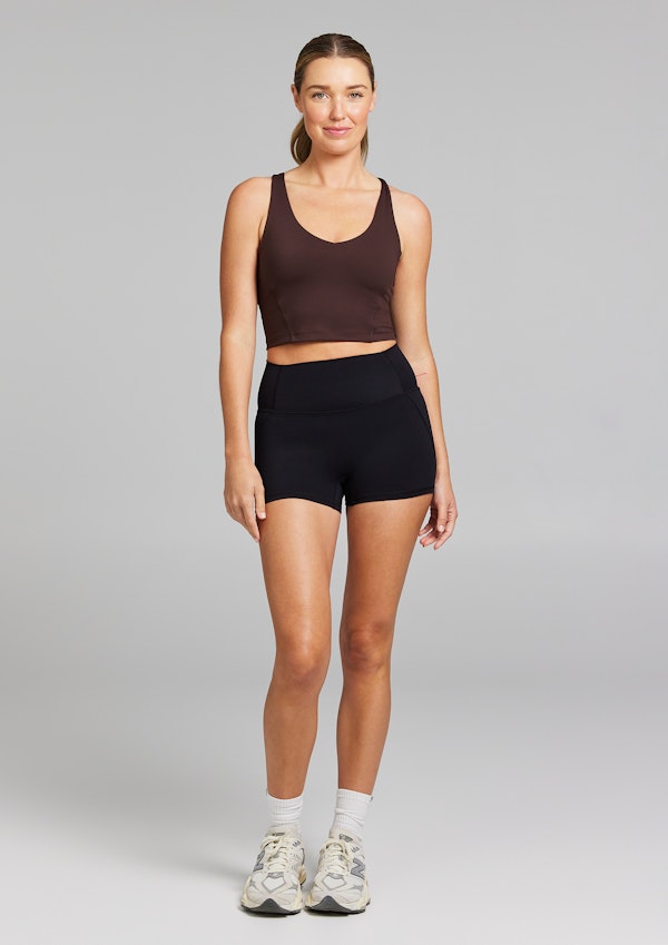 V Neck Low Impact Longline Sports Bra