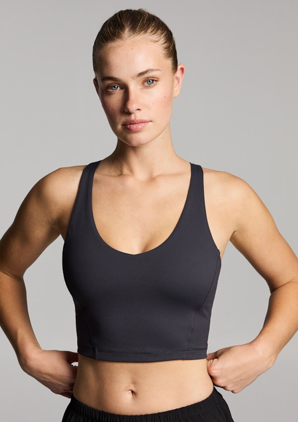 V Neck Low Impact Longline Sports Bra