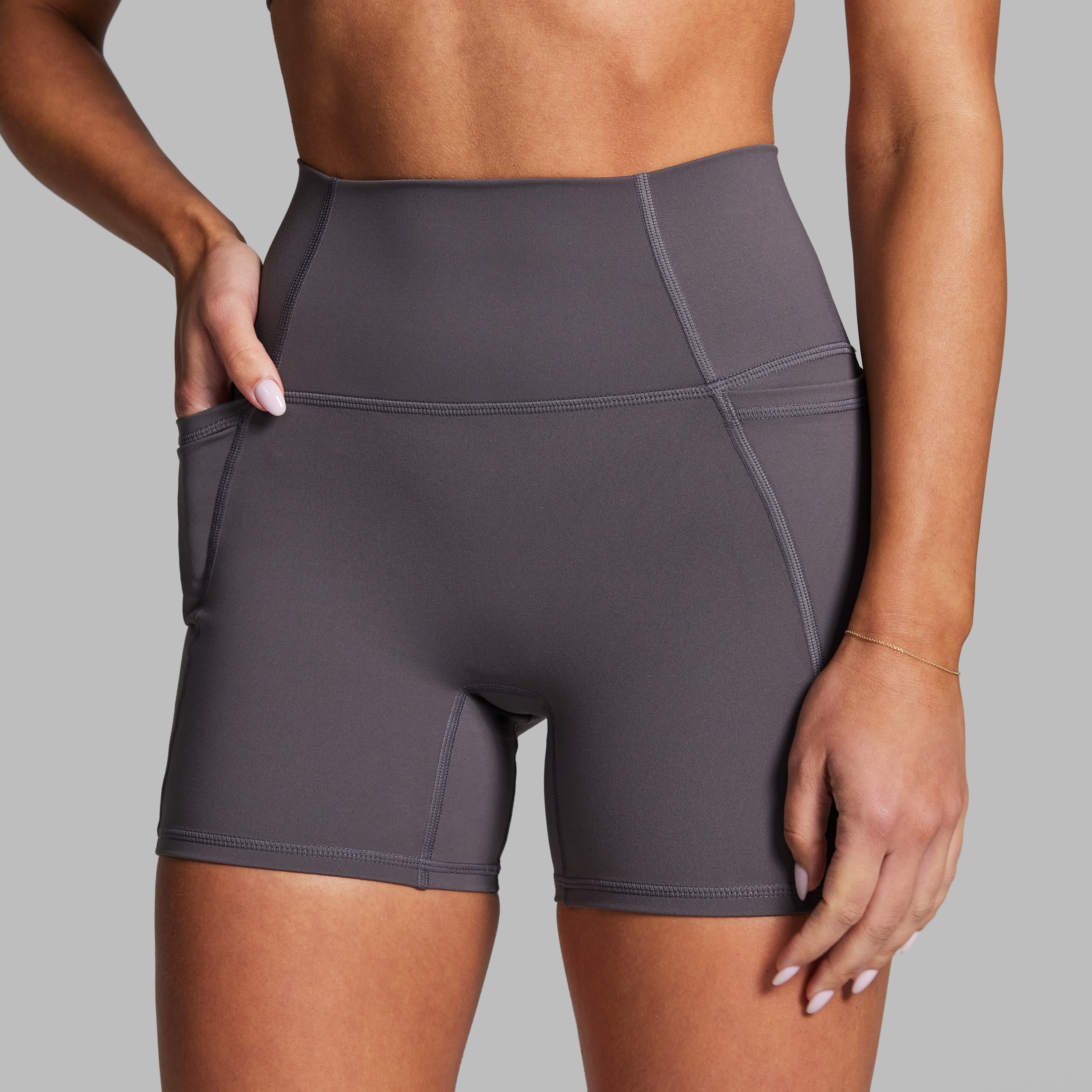 No Front Seam Mid Thigh Bike Shorts