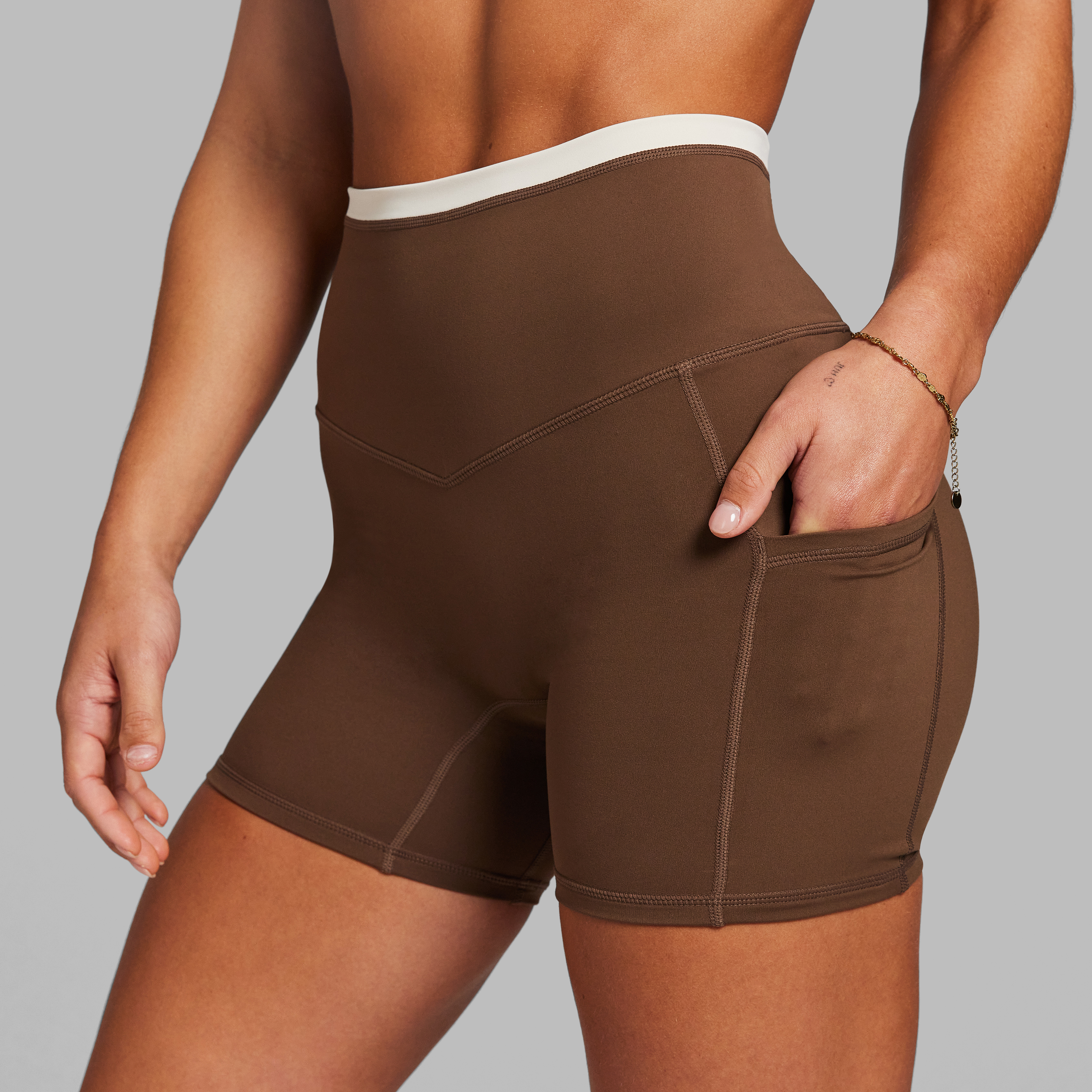 No Front Seam Blocked Mid Thigh Bike Shorts