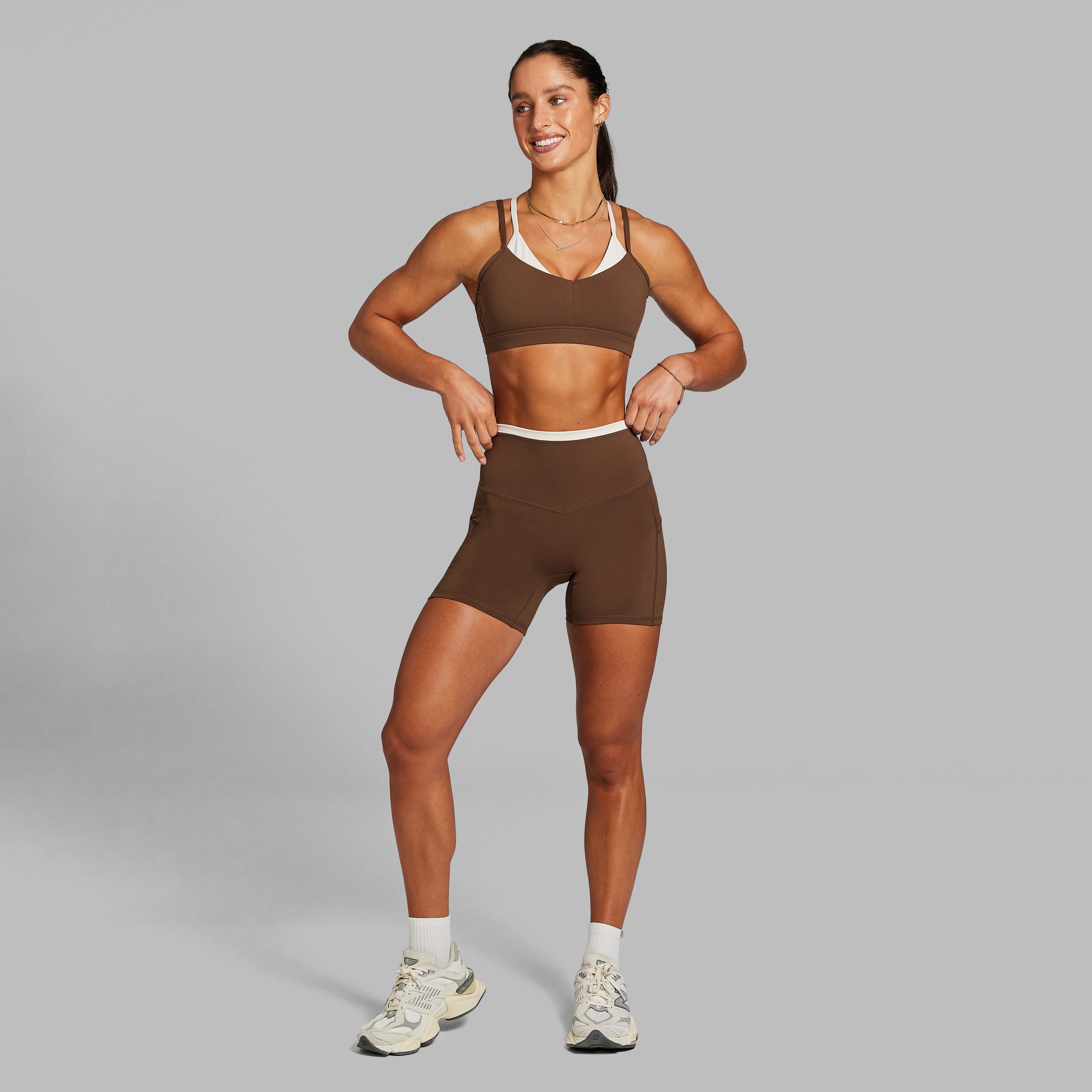 No Front Seam Blocked Mid Thigh Bike Shorts