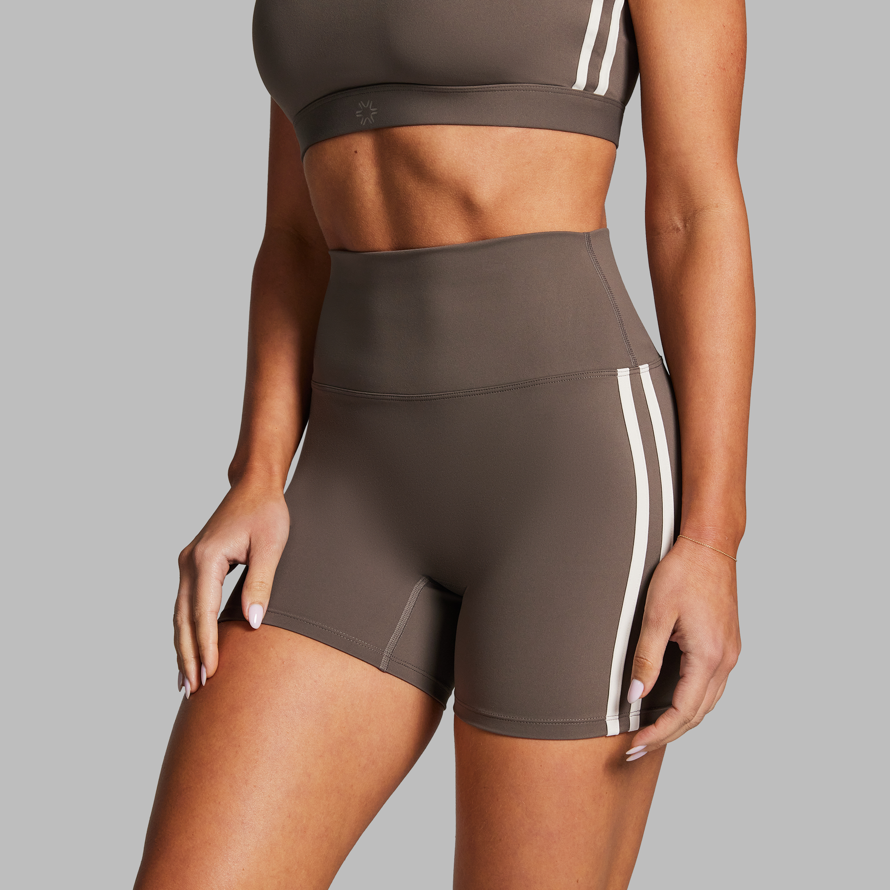 Side Stripe Mid Thigh Bike Shorts