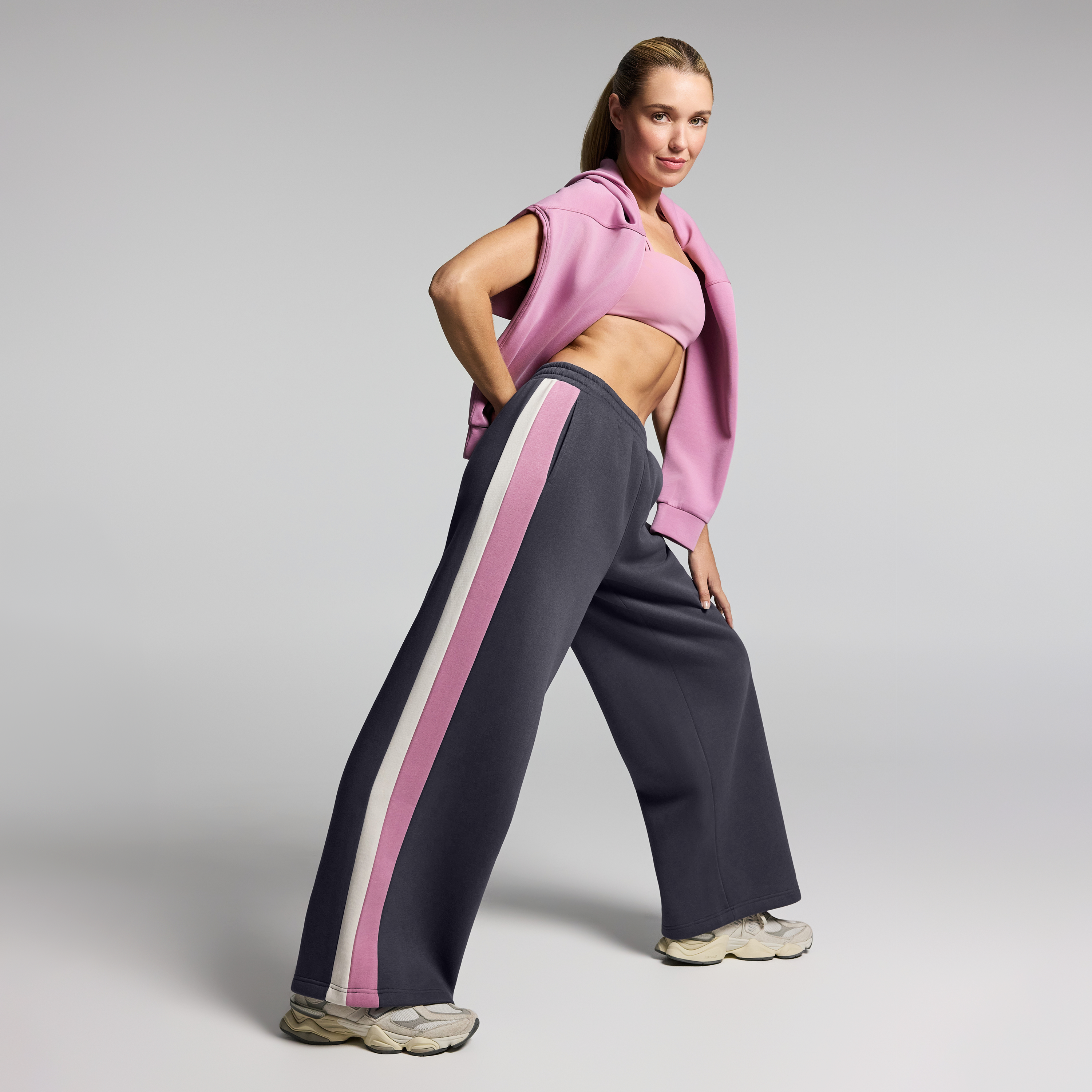 Blocked Cosy Fleece Wide Leg Pants