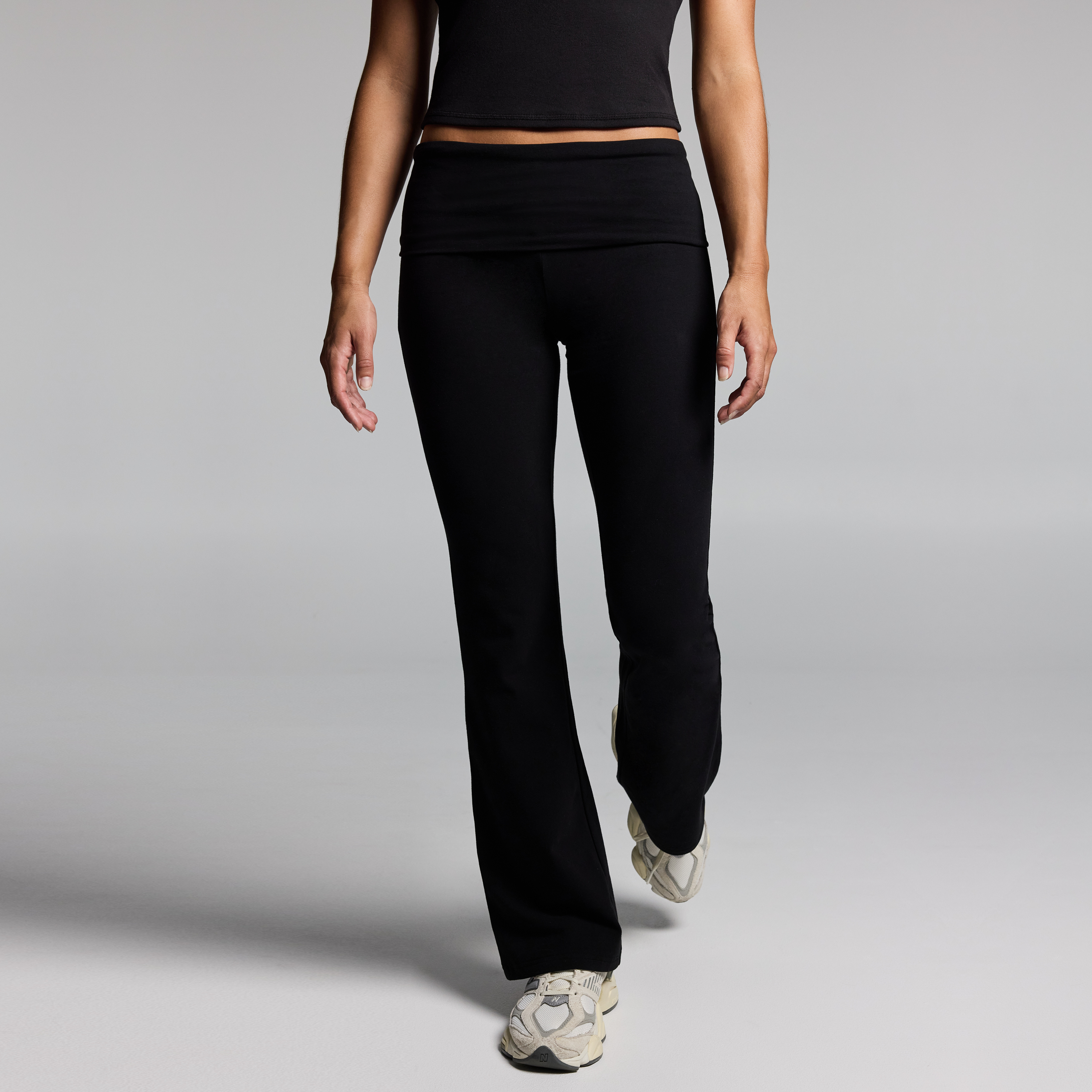 Roll Down Low Rise Flared Pants