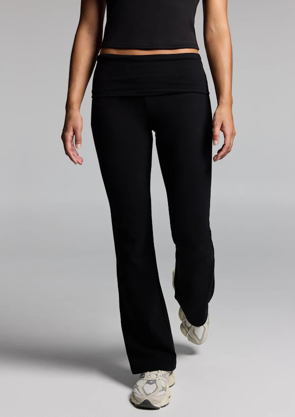 Roll Down Low Rise Flared Pants