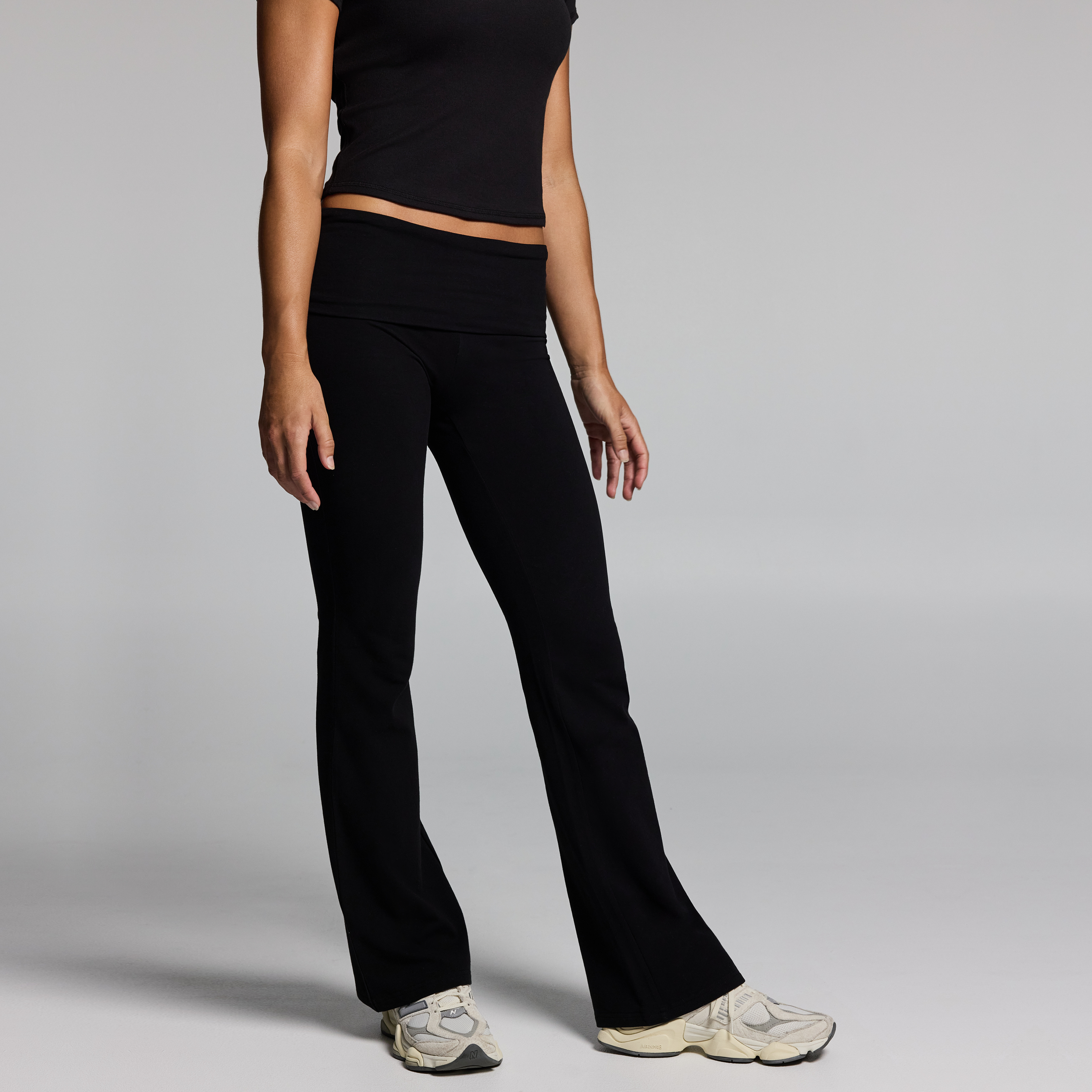 Roll Down Low Rise Flared Pants