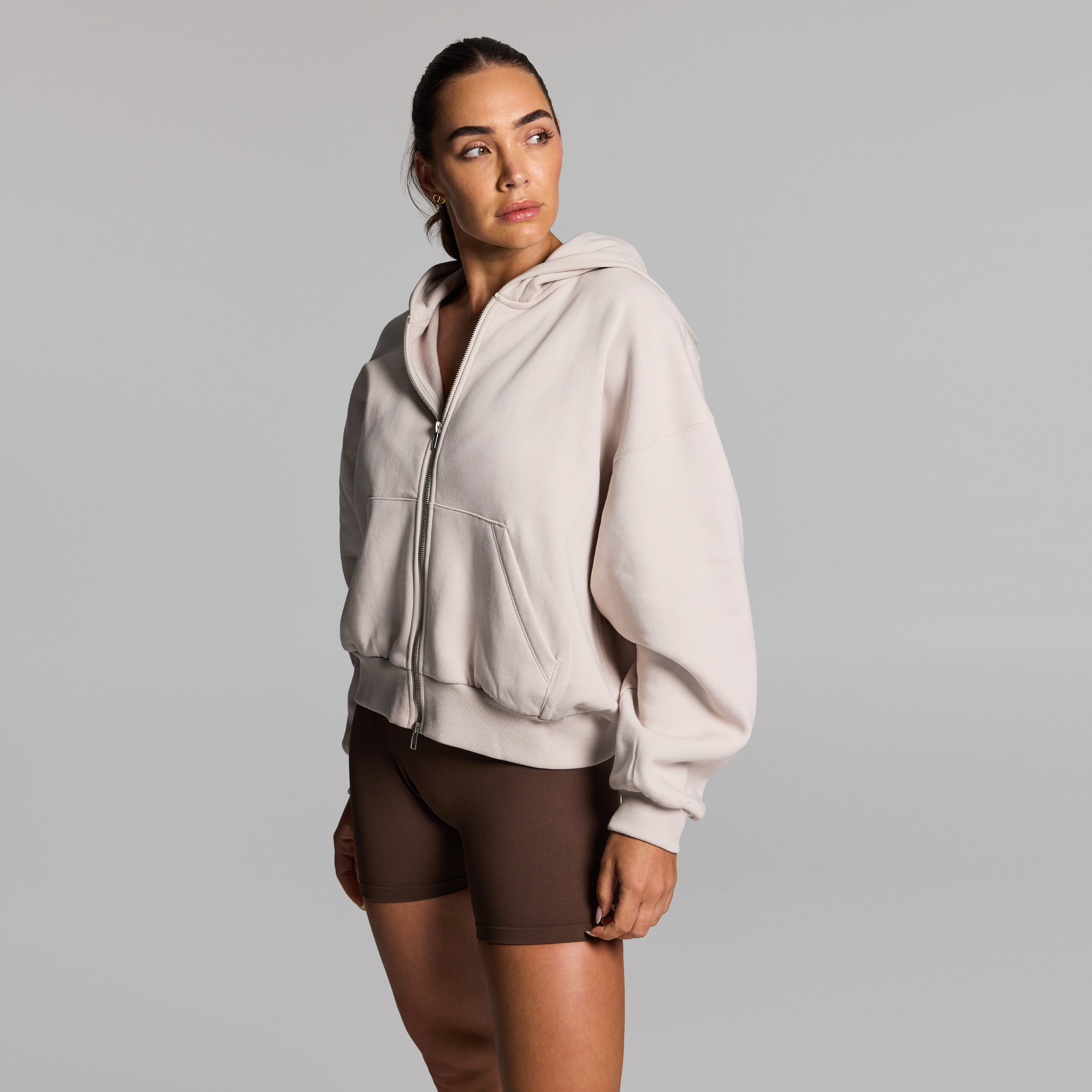 Cosy Fleece Oversized Zip Through Hoodie