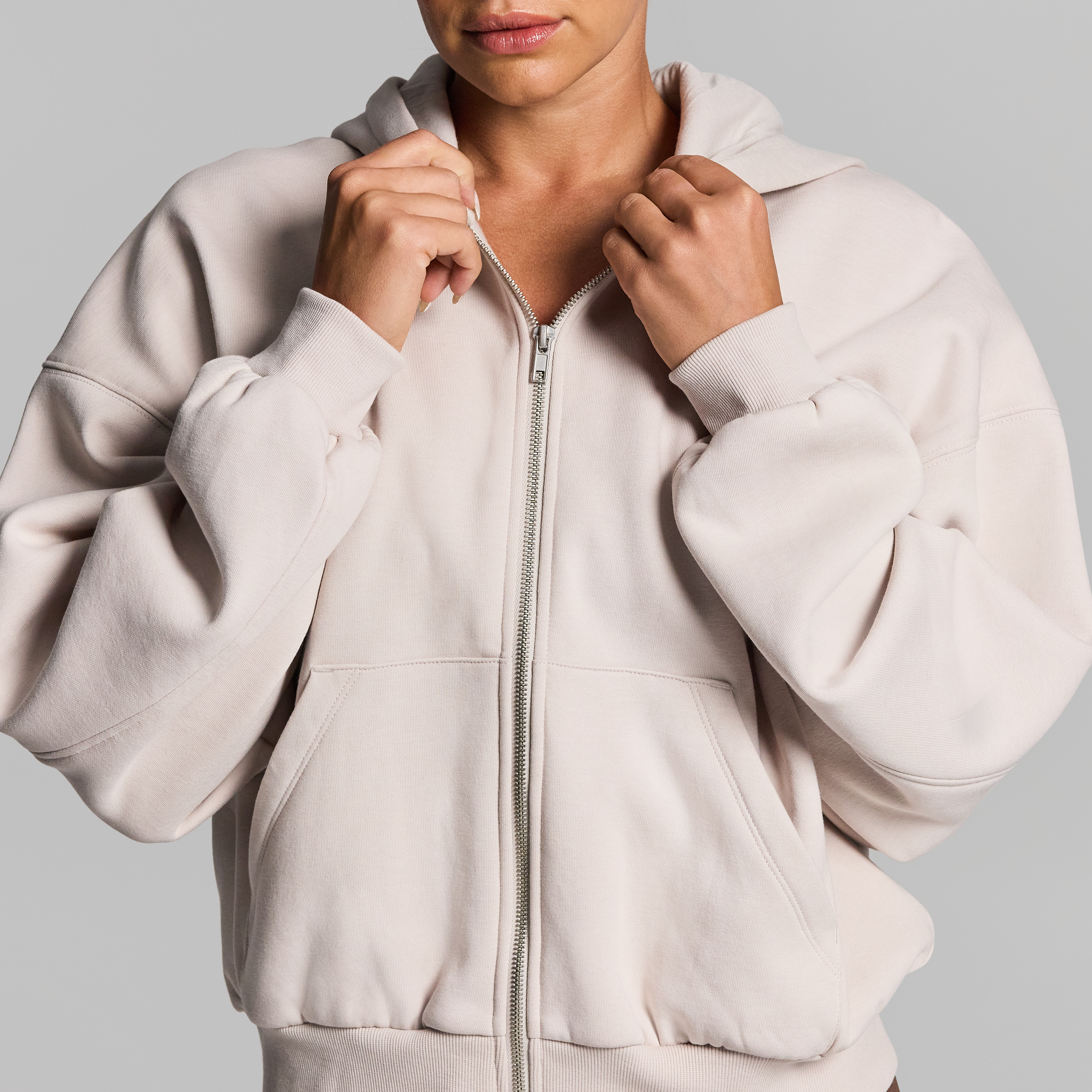 Cosy Fleece Oversized Zip Through Hoodie