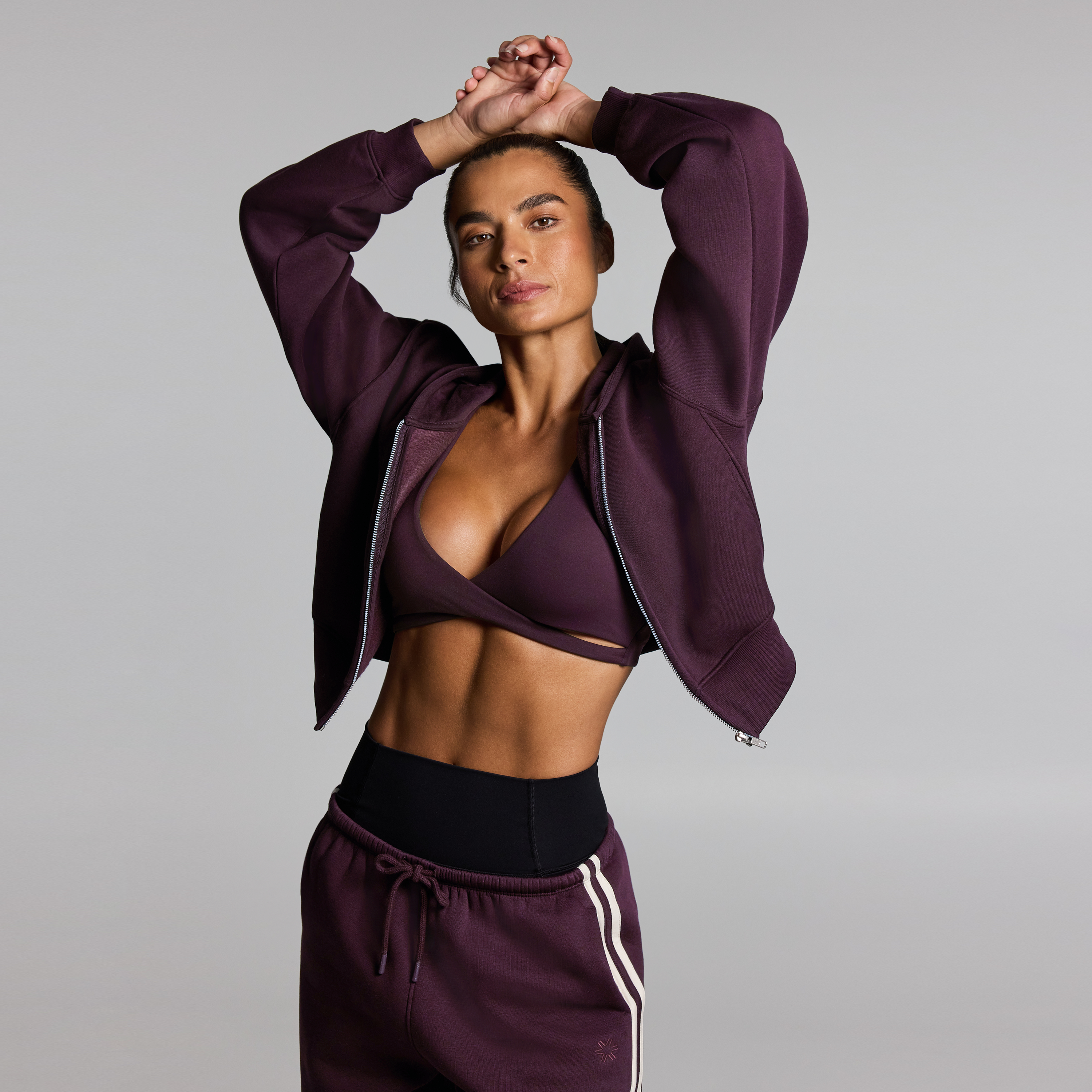 Cosy Fleece Cropped Zip Through Hoodie