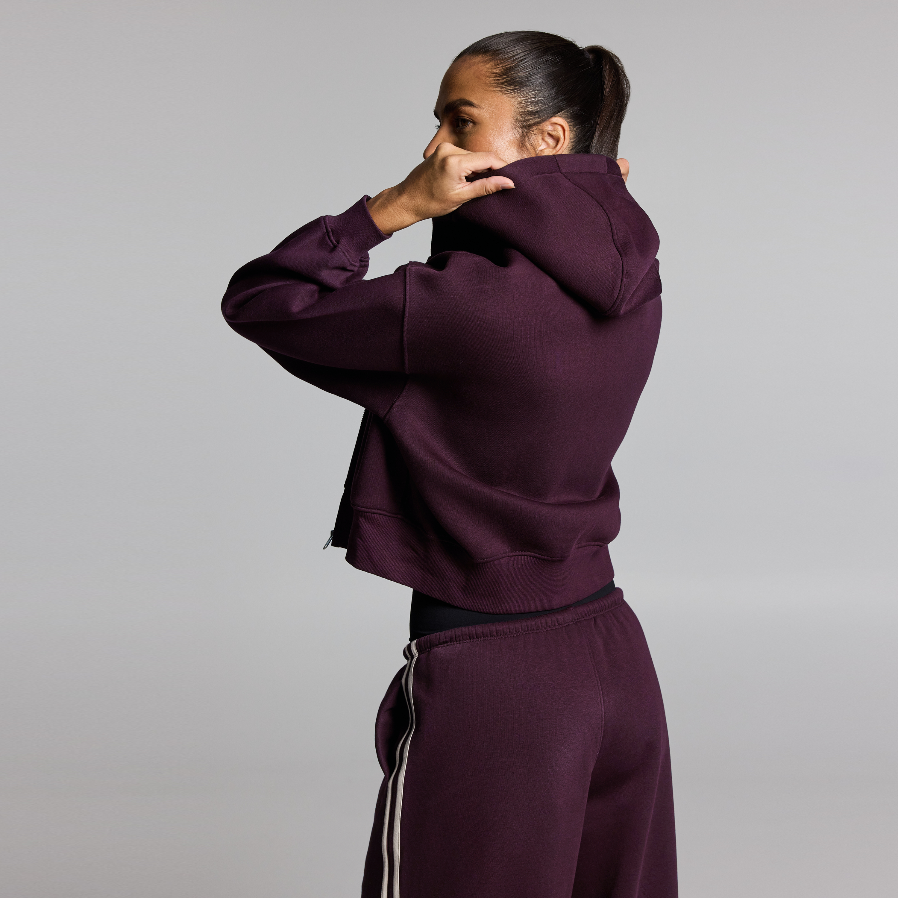 Cosy Fleece Cropped Zip Through Hoodie