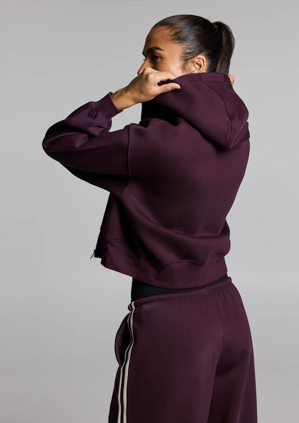 Cosy Fleece Cropped Zip Through Hoodie